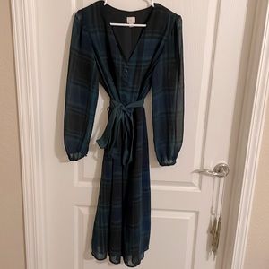 A new day (Target) midi dress. Plaid with chiffon style bell sleeves!
